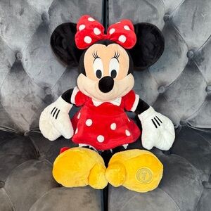 Minnie Mouse Plush Disney Store Exclusive Red Polka Dot Dress Mickey Mouse 18”